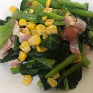 妊婦食☆魚肉ソーセージと小松菜のワサビ醤油炒め